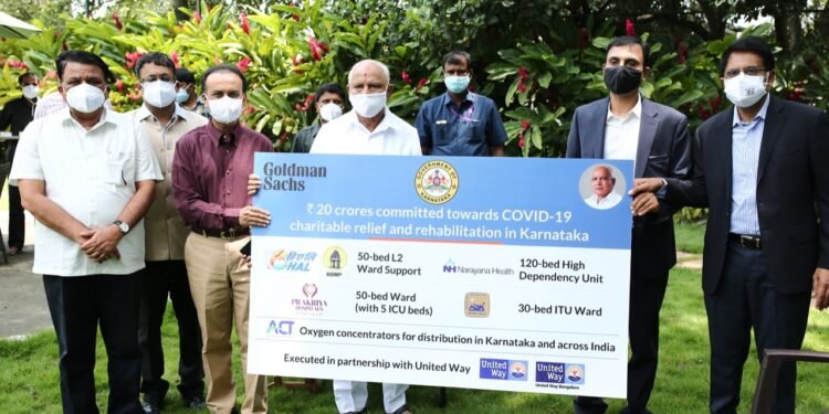 ರಾಜ್ಯದಲ್ಲಿ ಕೋವಿಡ್-19 ನಿರ್ವಹಣೆಗೆ ಗೋಲ್ಡ್ ಮನ್ ಸ್ಯಾಕ್ಸ್ ಕಂಪನಿ ಸಹಾಯಹಸ್ತ: 20 ಕೋಟಿ ರೂ ನೆರವು