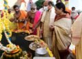 ಕೃಷ್ಣರಾಜಸಾಗರ: ಸಿಎಂ ಬೊಮ್ಮಾಯಿ ಕುಟುಂಬದಿಂದ ಕಾವೇರಿಗೆ ಪೂಜೆ