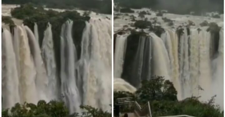 VIDEO: ಮಳೆಯಿಂದ ಸಿಂಗಾರ: ಹೀಗಿದೆ ‘ದೂದ್‌ಸಾಗರ್’ ಜಲಪಾತದ ವಯ್ಯಾರ