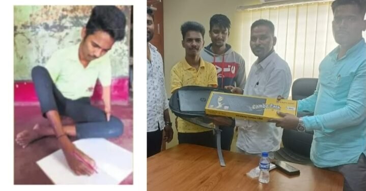 ‘ಹಸ್ತ’ವಿಲ್ಲದ ಸರಸ್ವತಿ ಆರಾಧಕನ ಸಾಧನೆಗೆ ಸಹಾಯ ಹಸ್ತ ಚಾಚಿದ ‘ಪೂಜಾರಿ’