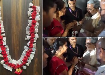 ‘ಶಕ್ತಿ’ ಯೋಜನೆಯ ಪ್ರತಿಧ್ವನಿ; ಉಚಿತ ಬಸ್ ಪ್ರಯಾಣದ ಟಿಕೆಟ್ಗಳಿಂದಲೇ ಹಾರ ರಚಿಸಿ ಸಿಎಂಗೆ ಸಮರ್ಪಿಸಿದ ಯುವತಿ