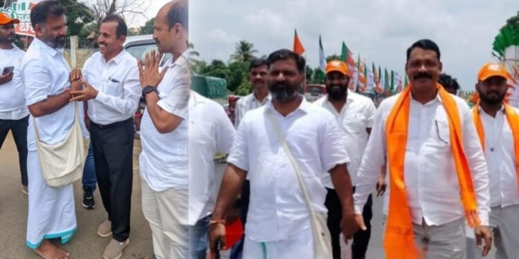 ಬರಿಗಾಲಲ್ಲಿ ‘ಮೈಸೂರ್ ಚಲೋ’; BJP-JDS ಪಾದಯಾತ್ರೆಯಲ್ಲಿ ಗಮನಸೆಳೆದ ಬೈಂದೂರು ಶಾಸಕ ಗುರುರಾಜ್ ಗಂಟಿಹೊಳೆ