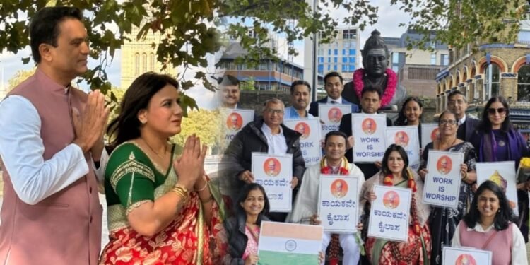ಲಂಡನ್‌ನ ಲ್ಯಾಂಬೆತ್ ಬಸವೇಶ್ವರ ಪ್ರತಿಮೆಗೆ ನಟಿ ಪೂಜಾಗಾಂಧಿ ದಂಪತಿ ಗೌರವ; ಮುಂಗಾರು ಮಳೆ ಬೆಡಗಿಗೆ ಸಾಗರೋತ್ತರ ಕನ್ನಡಿಗರ ಸನ್ಮಾನ