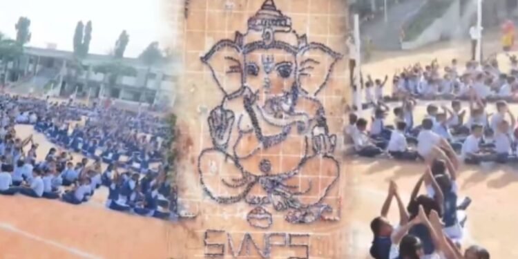 4000 ವಿದ್ಯಾರ್ಥಿಗಳು 5000 ದೀಪಗಳಿಂದ ಬೃಹತ್ ‘ಗಣೇಶನ ಆಕೃತಿ’ ರಚನೆ