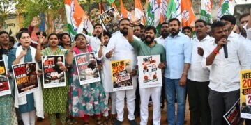 NEET ಪ್ರಶ್ನೆಪತ್ರಿಕೆ ಸೋರಿಕೆ ಖಂಡಿಸಿ ಯುವ ಕಾಂಗ್ರೆಸ್ ಪ್ರತಿಭಟನೆ
